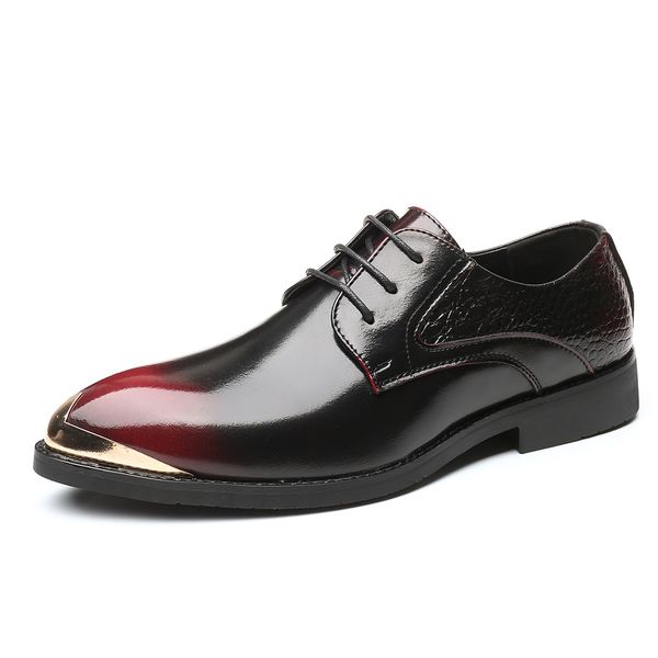 

large sizes metal toe gradient color mens shoes formal leather shoes for men british style business derby shoes mens office shoe, Black