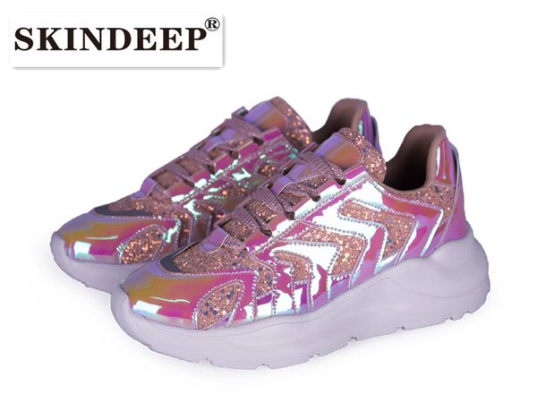 

skindeep new explosion models casual women's tide shoes mesh breathable ladies shoes pink glitter, Black