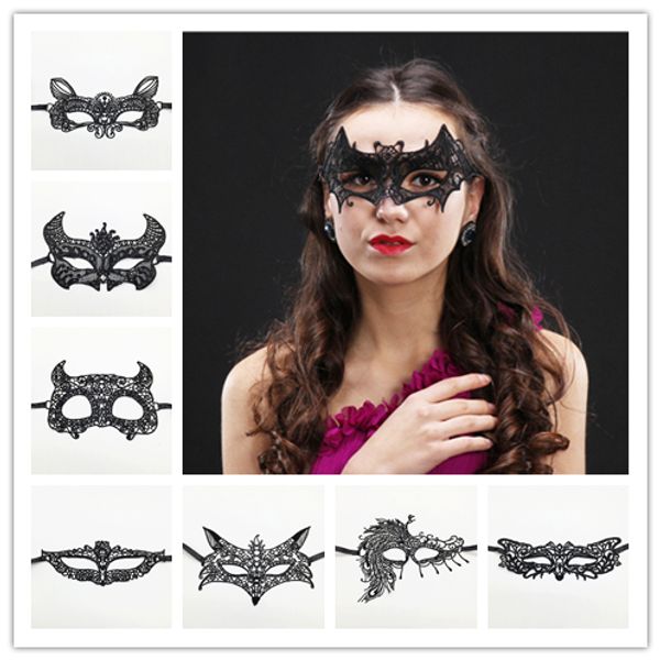 Cadılar bayramı Seksi Masquerade Maskeleri Siyah / Beyaz Dantel Maskeleri Venedik Noel için Yarım Yüz Maskesi Cosplay Parti Gece Kulübü / top Göz Maskeleri YD0346