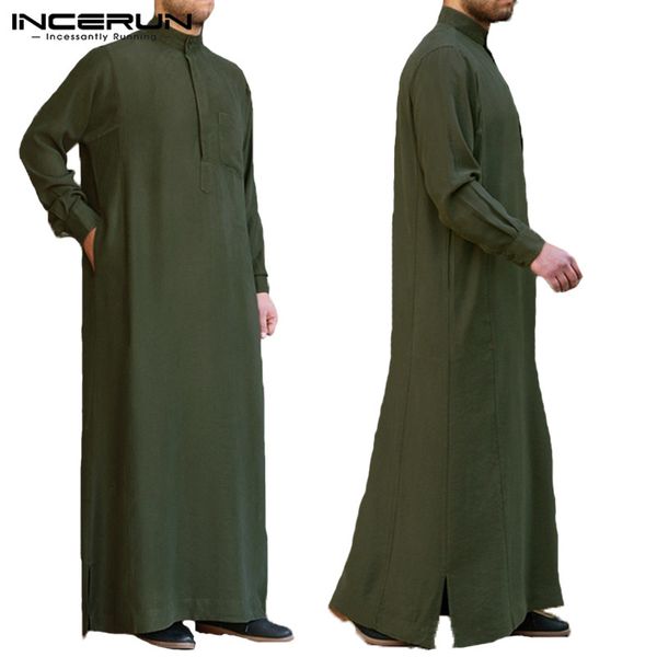

2019 formal muslim clothing thobe jubba mens robe long sleeve saudi arab thobe kaftan islamic dress vintage long shirts, Red