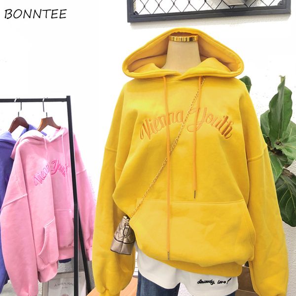 

толстовка женщина с капюшоном solid thicker plus velvet letter printed сыпучая карманная женская толстовка всего матчем отдых простыми студе, Black