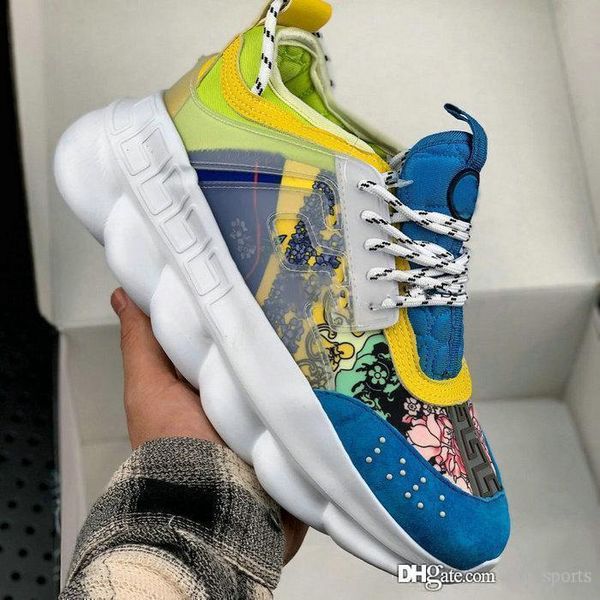 

2019 new men chain reaction sneakes luxury designer sneakers mens women sport shoes leather casual shoe trainers lightweight sole chaussures