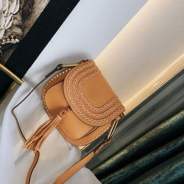 

shoulder bag suede woven women handbags purses saddle rivet braided cowhide bag tassel decoration lock crossbody single and vintage eldpq, Red;black
