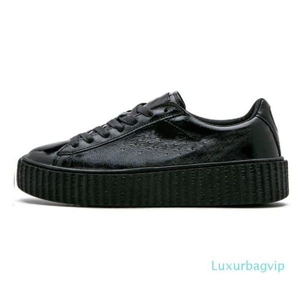 

rihanna fenty creeper pm classic basket platform casual shoes velvet cracked leather suede men women fashion mens designer sneakers 8gfm, Black