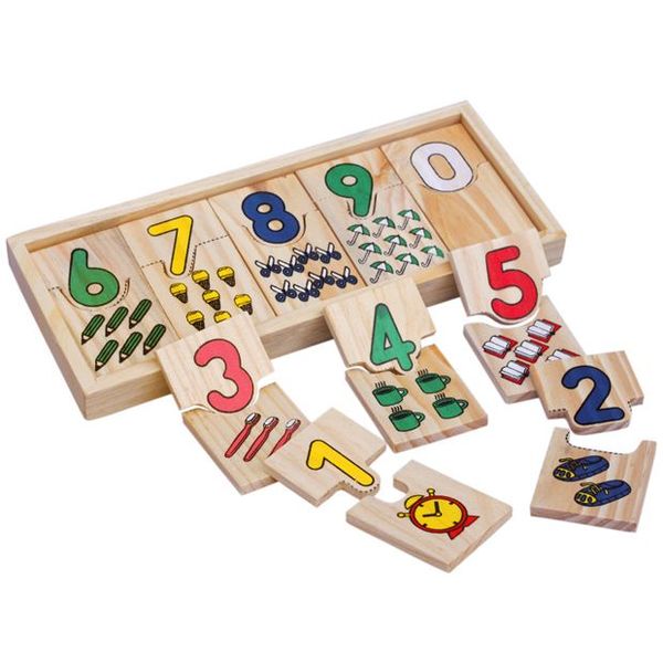 Spedizione gratuita Giocattoli educativi in legno Famiglia genitore-figlio Gioco di numeri Montessori Accoppiamento digitale Solitario Conteggio Giocattoli del gioco