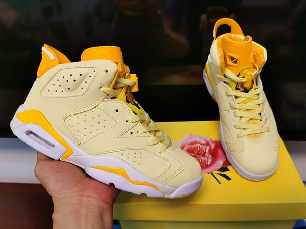 

6 gs floral yellow flower women basketball shoes trainers 6s crimson tint dynamic yellow black white womens sports sneaker