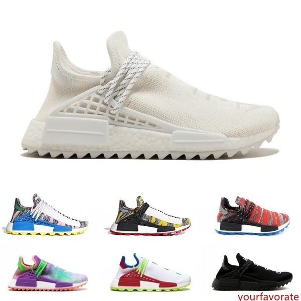 

2019human race trail running shoes men women pharrell williams hu runner yellow black white solar pack nerd blue sport runner sneaker