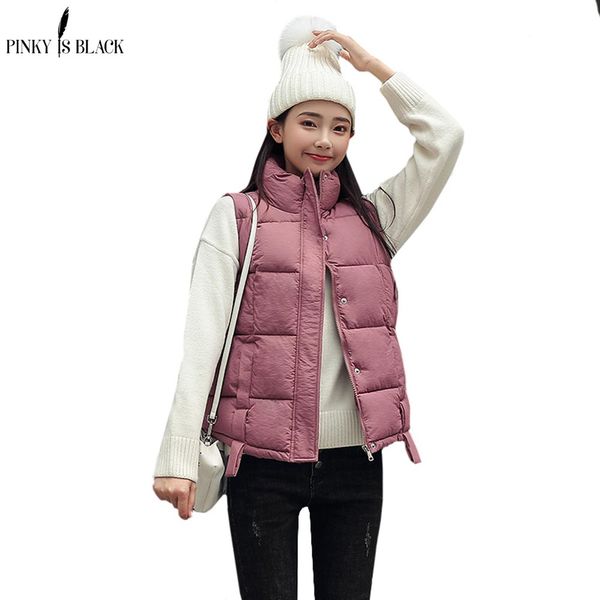 

pinkyisblack 2019 autumn winter cotton vest women ladies casual waistcoat female sleeveless short vest jacket slim warm coat, Black;white