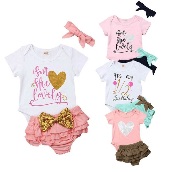 

3pcs baby clothes sets newborn babies kid girl outfits cotton bodysuit tutu shorts headband clothing set