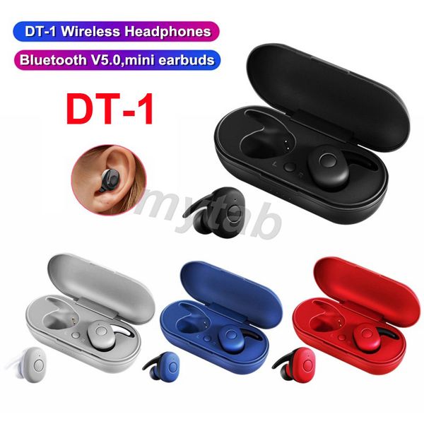 

dt-1 dt1 tws mini bluetooth earphone true wireless earbuds stereo waterproof sport earphone headset with microphone charging box 4 colors