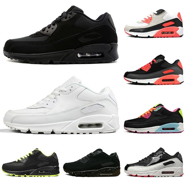 

90 90s men women running shoes black white oreo infrared neon air outdoor mens suede trainers sports sneakers size 5.5-11