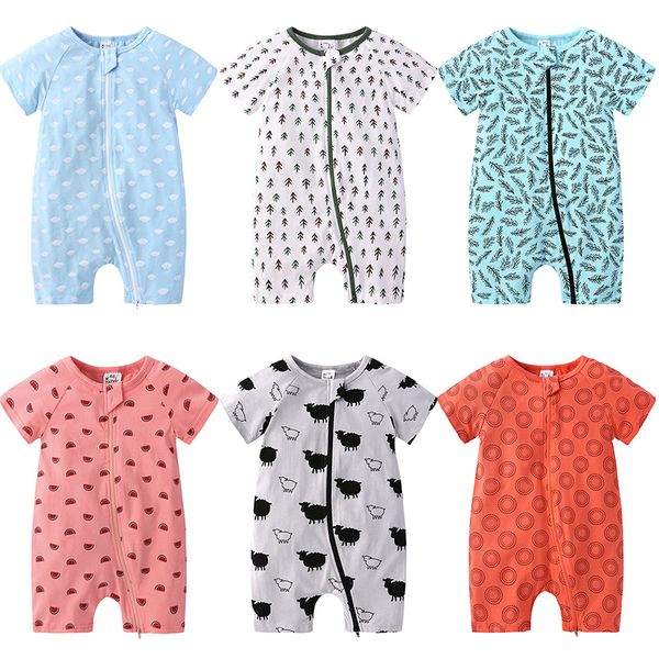

2020 new summer newborn baby girl boy clothes short sleeve romper jumpsuit air-conditioned clothing one piece soft baby outfit, Blue