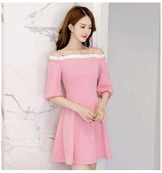 

розовый женский мода рендер большие дворы с длинным рукавом платье юбка, Black;gray