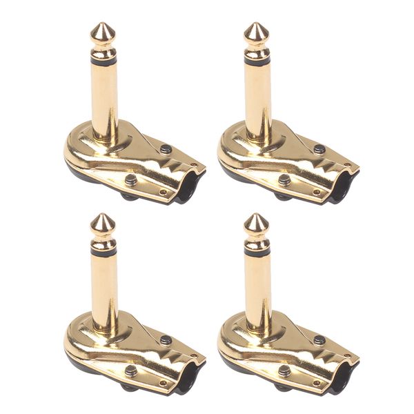 

4 Pieces Guitar Effect Cables Plug Iron Right Angle Welding Plugs Gold