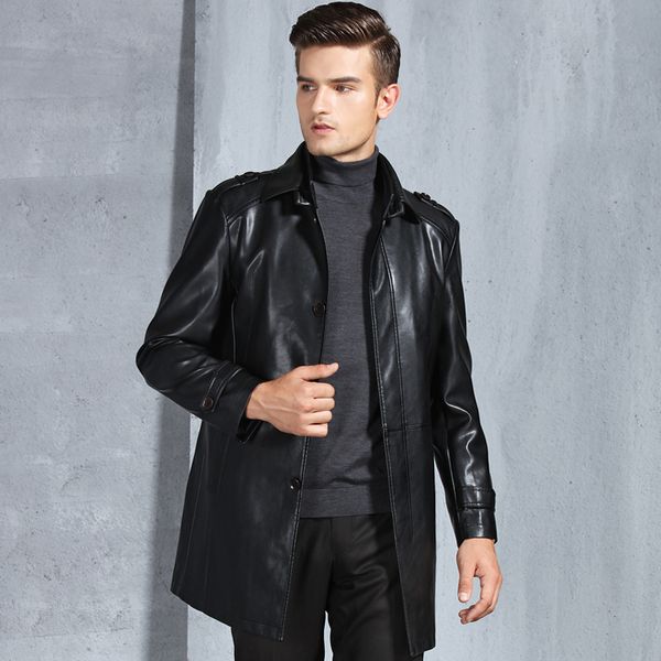 

3xl winter pu leather casual jackets men thermal coats male faux leather jackets 2018 warm brand clothing, Black