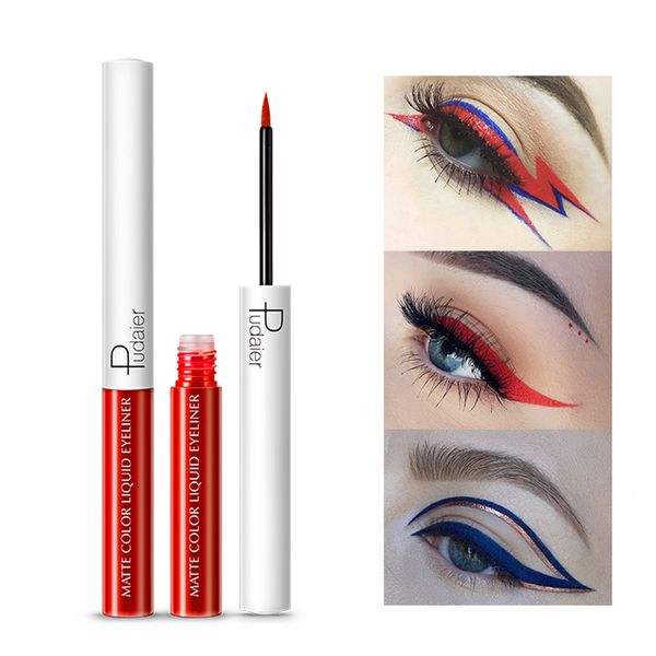 

pudaier matte liquid eyeliner waterproof long-lasting pigment green red color eye liner party beauty cosmetic 15 colors