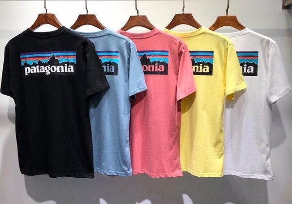 

new summer brand designer patagonia t shirt men women patagonia hoodie landscape print short sleeves cotton casual tees 7color, White;black