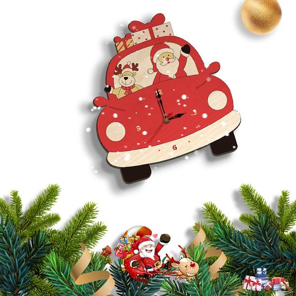 

lixf christmas cartoon car shape wall clock christmas decoration creative cartoon