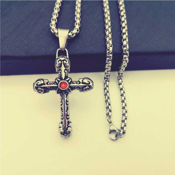 

fashion long double titanium steel cross pendant necklace for men classic popular personality men's jewelry 2020 new hot, Silver