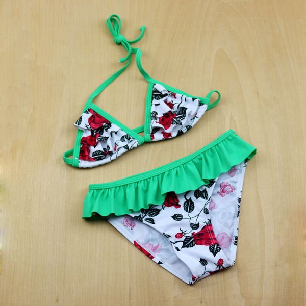 

cute baby girl swimwear girls bikini 8-14y kids swimwear with flower pattern