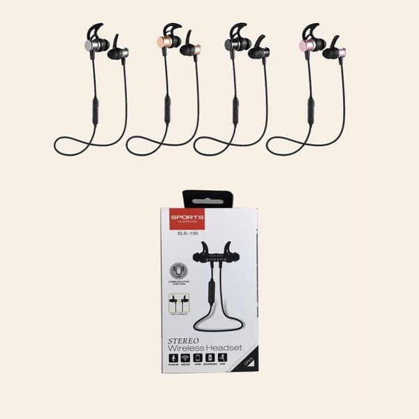 

2018 latest sls100 wireless headphones music sport headphones v4.1 stereo magnetic head inear wireless bluetooth headphones with package