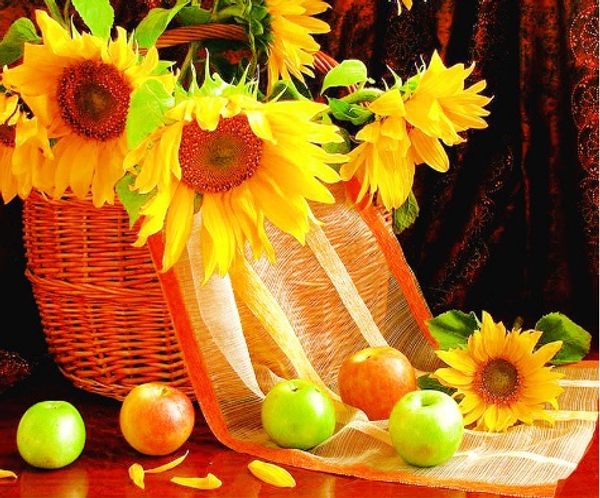 

full square / round drill 5d diy алмазна каѬина "подолнђ" вивка кѬеиком мозаика home decor и