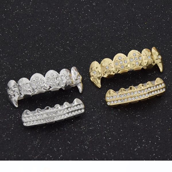 

hip hop зубы grillz set top bottom рот зубы грили мода съемных стоматологические грили ювелирных изделия, Black