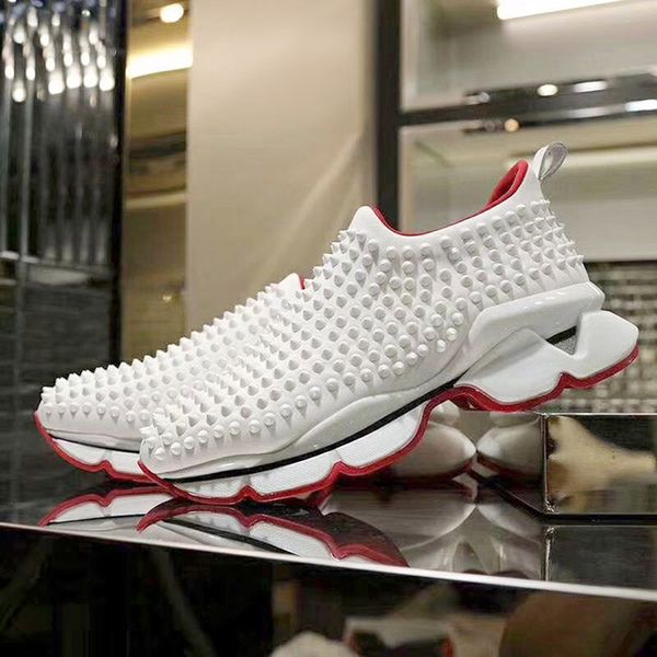 

2019 new diamond studded red bottom hedgehog outdoor casual shoes female genuine breathable increased couple lazy sneakers, Black