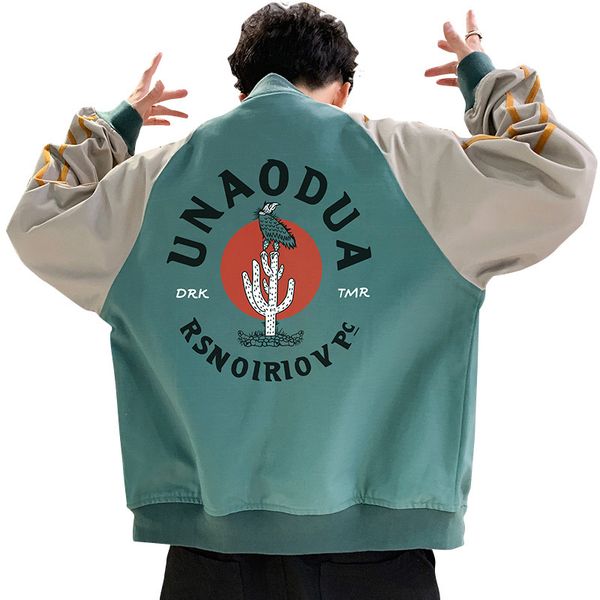 

men's jackets fashion mens panelled stand collar jacket with letter print spring & autumn casual men clothing size m-3xl 2 colors, Black;brown