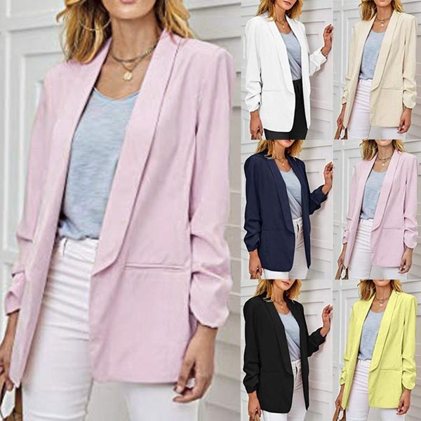

женский костюм cart cart comber combile blazer pamp comped ruched с длинным рукавом открытыми фронтами fit office ladies cardigan куртки pin, White;black