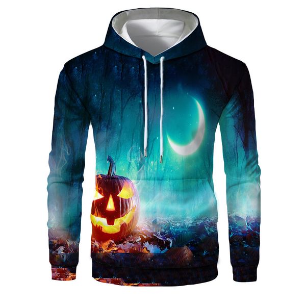 

mens designer saints pumpkin 3d digital printing loose hoodie, Black
