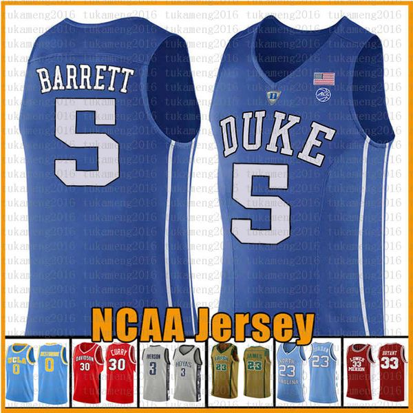 

rj 5 barrett duke blue devils ncaa college basketball jersey cam 2 reddish kyrie zion 1 williamson irving jerseys 32 laettner 4 redick saefr, Black