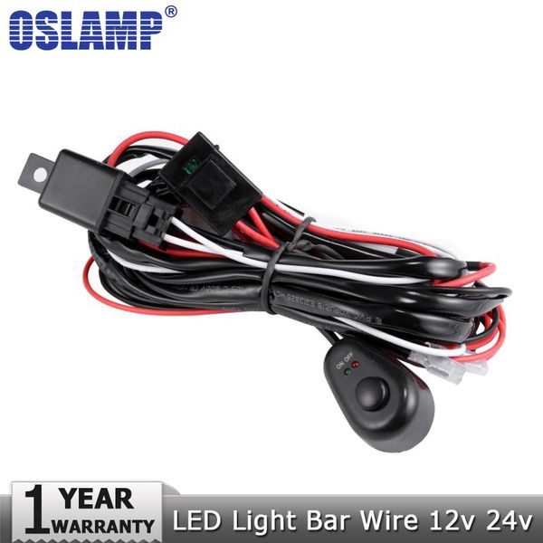 

oslamp car auto led work lamp driving lights wiring loom harness offroad led light bar wire cable 40a 12v 24v switch relay kit