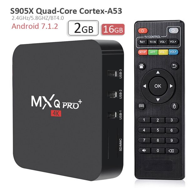

1 шт. MXQ Pro Plus Android TV Box 2 ГБ 16 ГБ Amlogic S905X Quad Core с 2,4 / 5 ГГц Wi-Fi Bluetooth 4.0 100M LAN