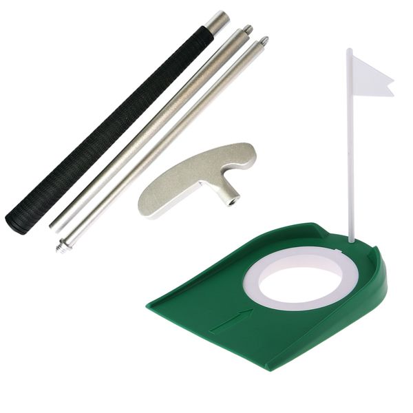 

3-section right/left handed golf putter club with putting cup hole trainer