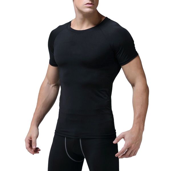 T-shirt da palestra da uomo ad asciugatura rapida sportiva da corsa traspirante a maniche corte O-collo da allenamento all'aperto t-shirt elasticizzate abbigliamento fitness collant tee