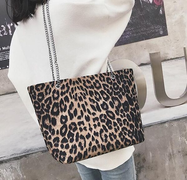 

fashion leopard women handbag canvas women shoulder bags designer messenger bags ladies chain casual tote chain shoulder handbag/7