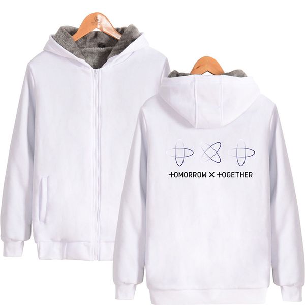 

2019 new kpop txt combination tomorrow x together thick zipper jacket men and women dropshipping, Black;brown