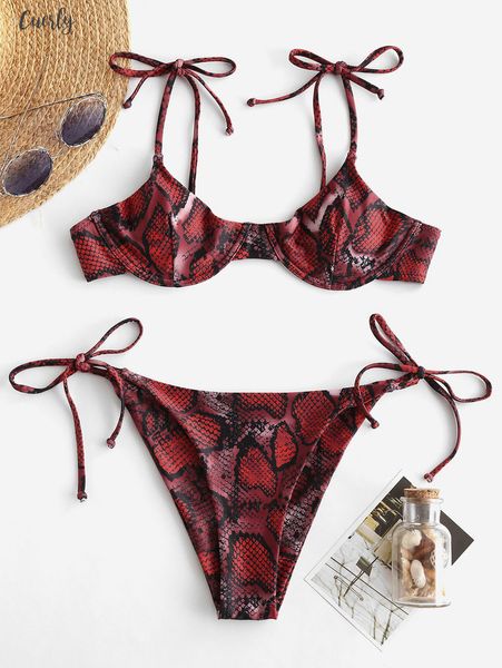 

snake print underwire balconette reversible bikini sets back cross thong two pieces swimsuits girl beach bathing bikinis suits, White;black