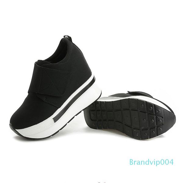 

wedges shoes spring autumn vulcanized shoes hidden heel height increasing 9cm, Black;white