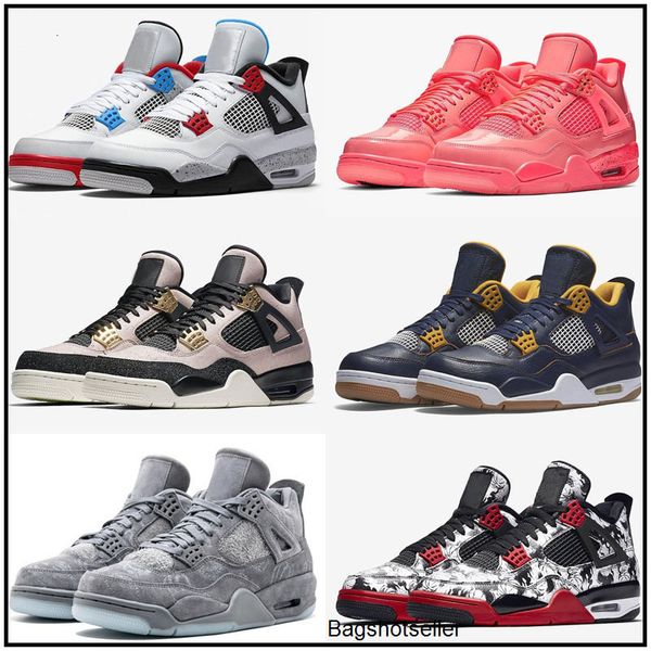 

classic jumpman 4 4s toro bravo fear pack white cement men women kids basketball shoes sneakers bred high sports shoes, Black