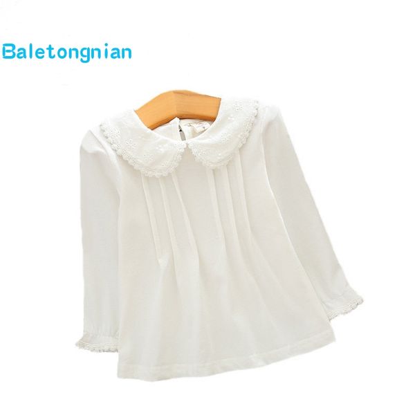 

2018 autumn winter girls blouse shirts cotton white lace shirt long sleeve children shirt girl kids baby toddler w04, White;black