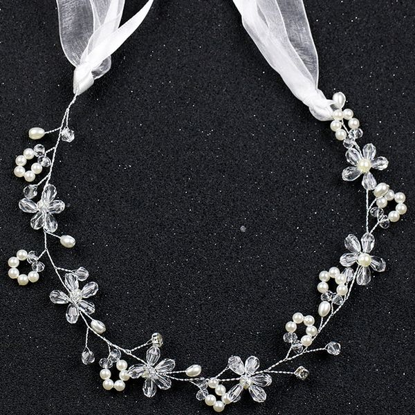 

hair accessories women headband hair ribbon plant flowers pearls beads crystal stones wear trendy fashion jewelry, Golden;white