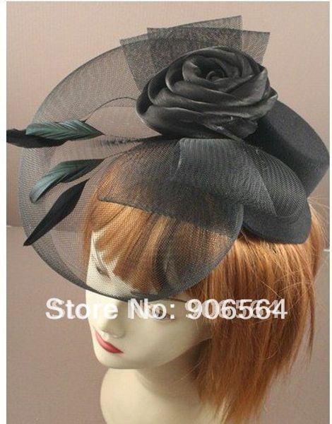 

black color mini hats fashion feather hair accessories fascinator fancy dress headwear ladies cocktail hats ing, Blue;gray