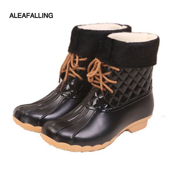

rain boots women waterproof anti-slip plus cotton wool rain and snow warm matrue duck hunting boots 36-40, Black