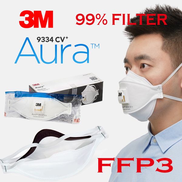 

3M 9334CV+ Aura маски для лица 3M N95 Маска FFP3 самая высокая градуированная клапанная низкое сопротивление дыханию FFP3 то же самое с Европой CE FFP3 EN149:2001+A1:2009