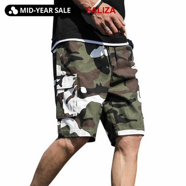 

men's shorts faliza 2021 summer camo cargo cotton camouflage mens casual loose work short plus size 7xl pd05, White;black