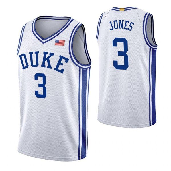 

tre jones stitched men's duke blue devils matthew hurt keenan worthington jack white college basketball jersey, Black