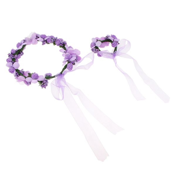 

romantic beach women flower crown hair bands bride headbands garland boho floral ribbon wedding hair accessories