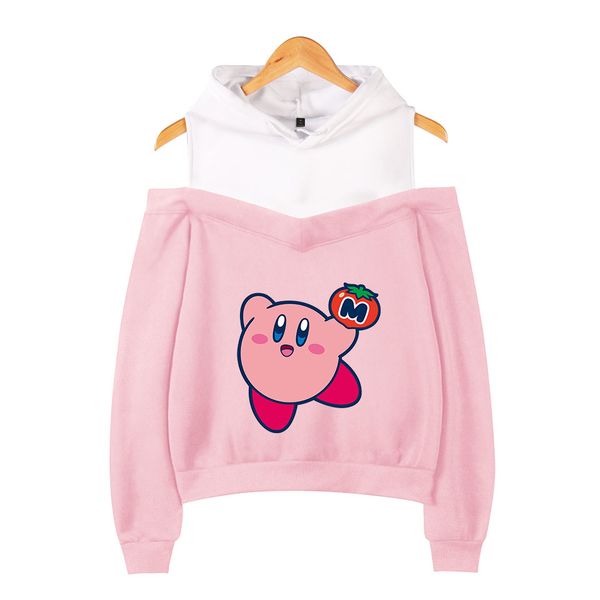 

kirby 3d hoodie off-the-shoulder men women fall winter fashion print popular casual kirby 3d hoodie strapless shoulder, Black